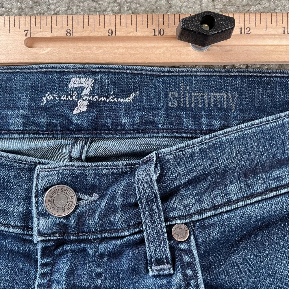 7 For All Mankind Slimmy Jeans Mens 31 Dark Blue Slim Fit Stretch Denim Pants